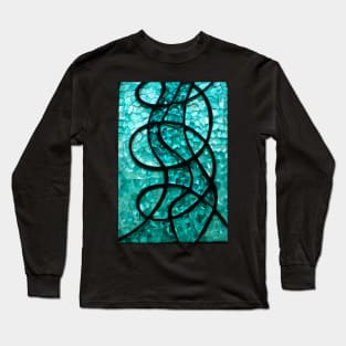 Modern Blue Stained Glass Long Sleeve T-Shirt